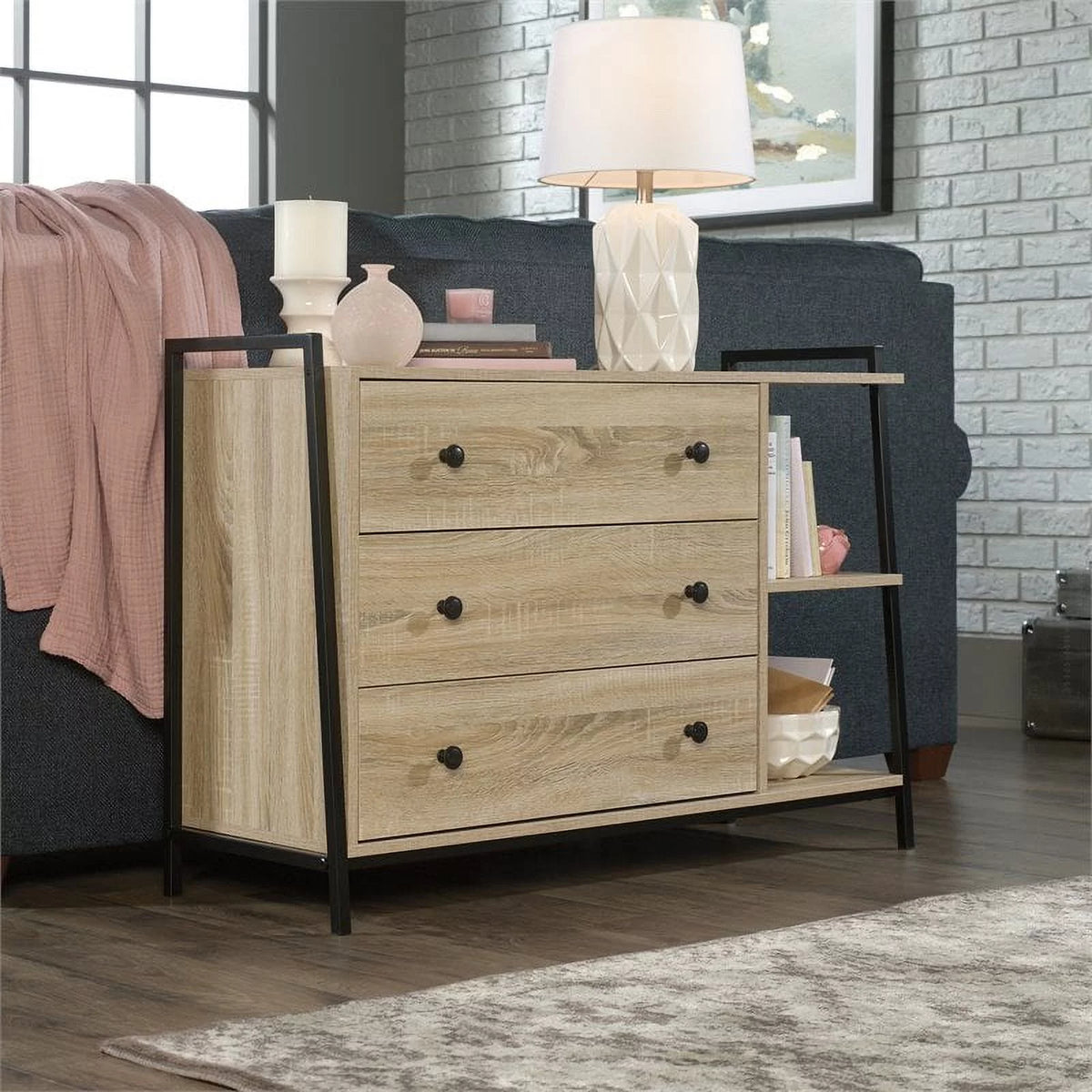 3 Drawer Engineered Wood and Metal Dresser W283153