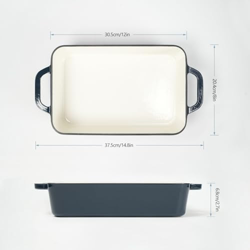 Red Enameled Cast Iron Rectangle Roasting Pan F641