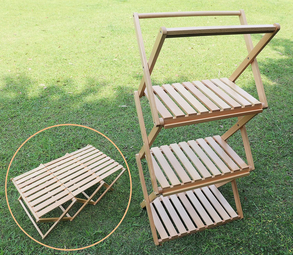 Folding Wood Camping Table Shelf K877