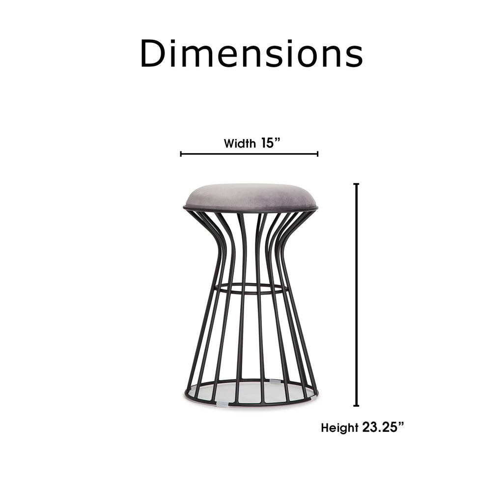 Black and Gray Velvet Vanity Stool E98516