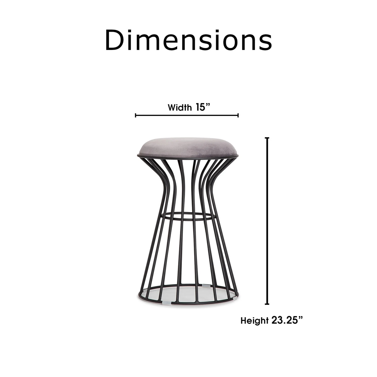 Black and Gray Velvet Vanity Stool E98516