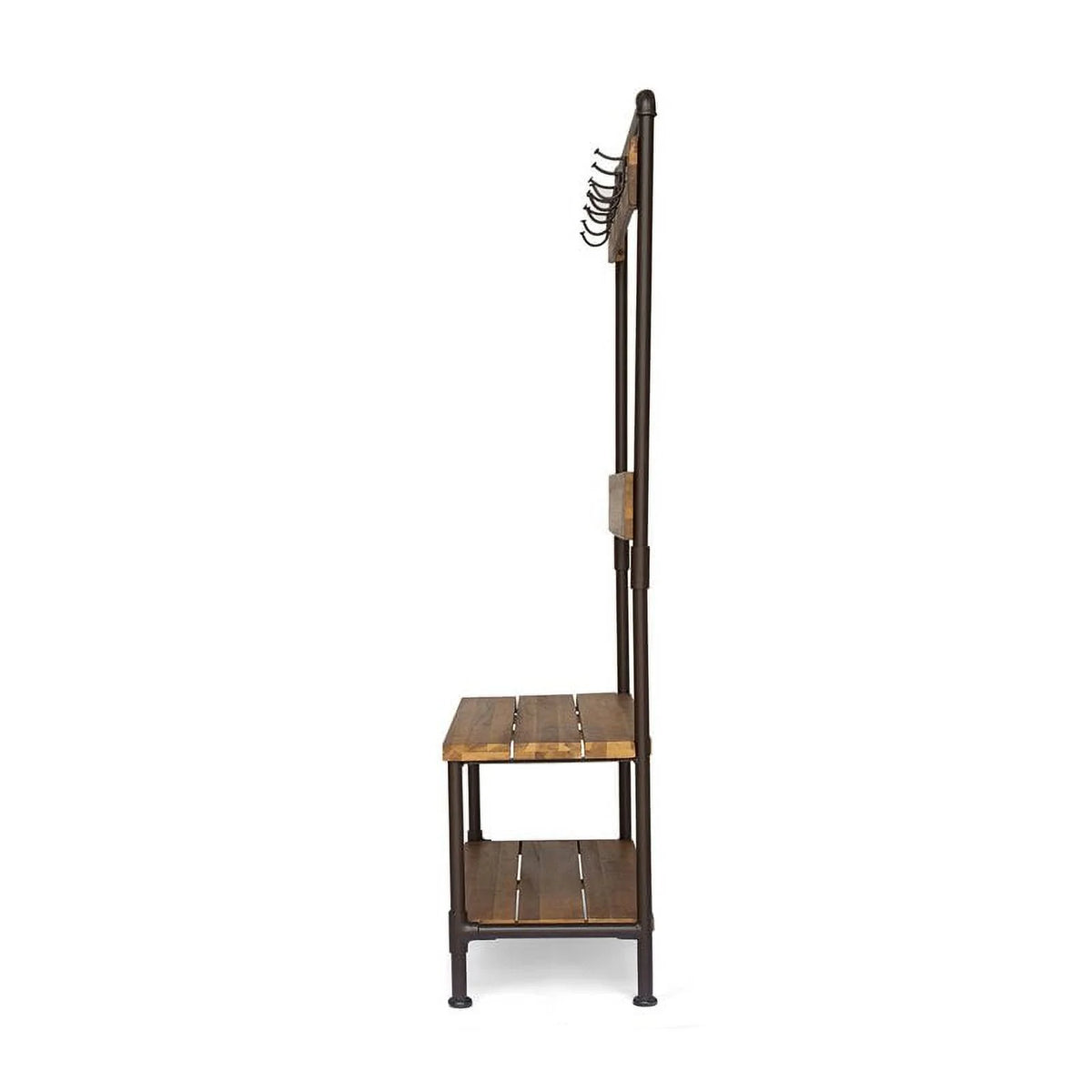 Acacia Wood Bench with Shelf and Coat Hook J924