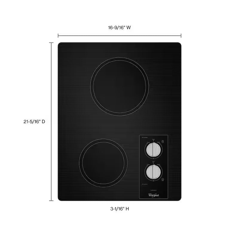 Ceramic Radiant Glass Electric Cooktop in Black with 2 Elements R321600