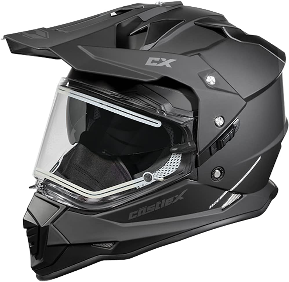 Matte Black Dual Sport Electric Snowmobile Helmet K3532