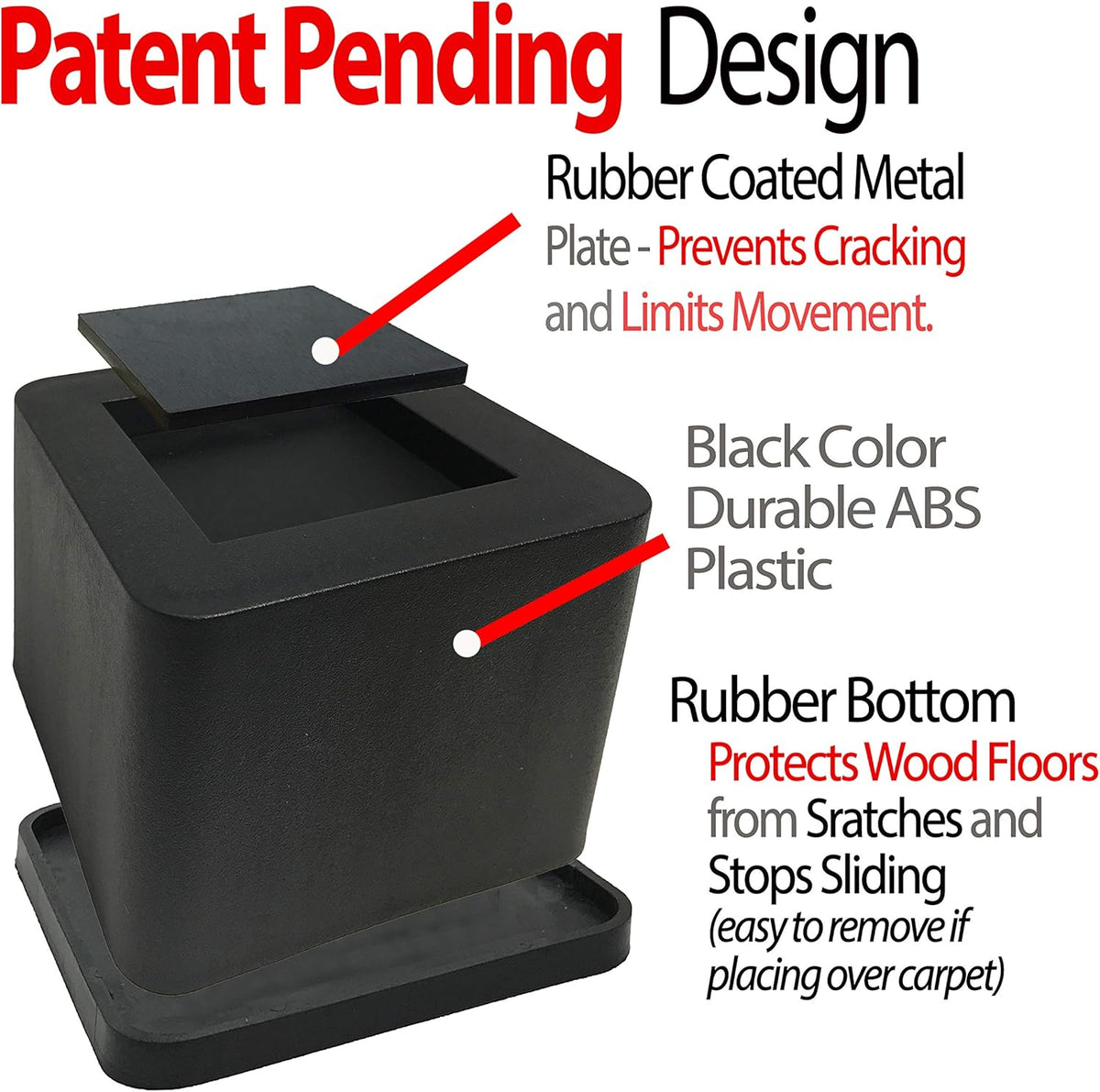 Black 3 Inch Bed and Furniture Risers O458180