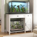 White 40 Gallon Aquarium Stand with Drawer and Cabinet Storage H8758