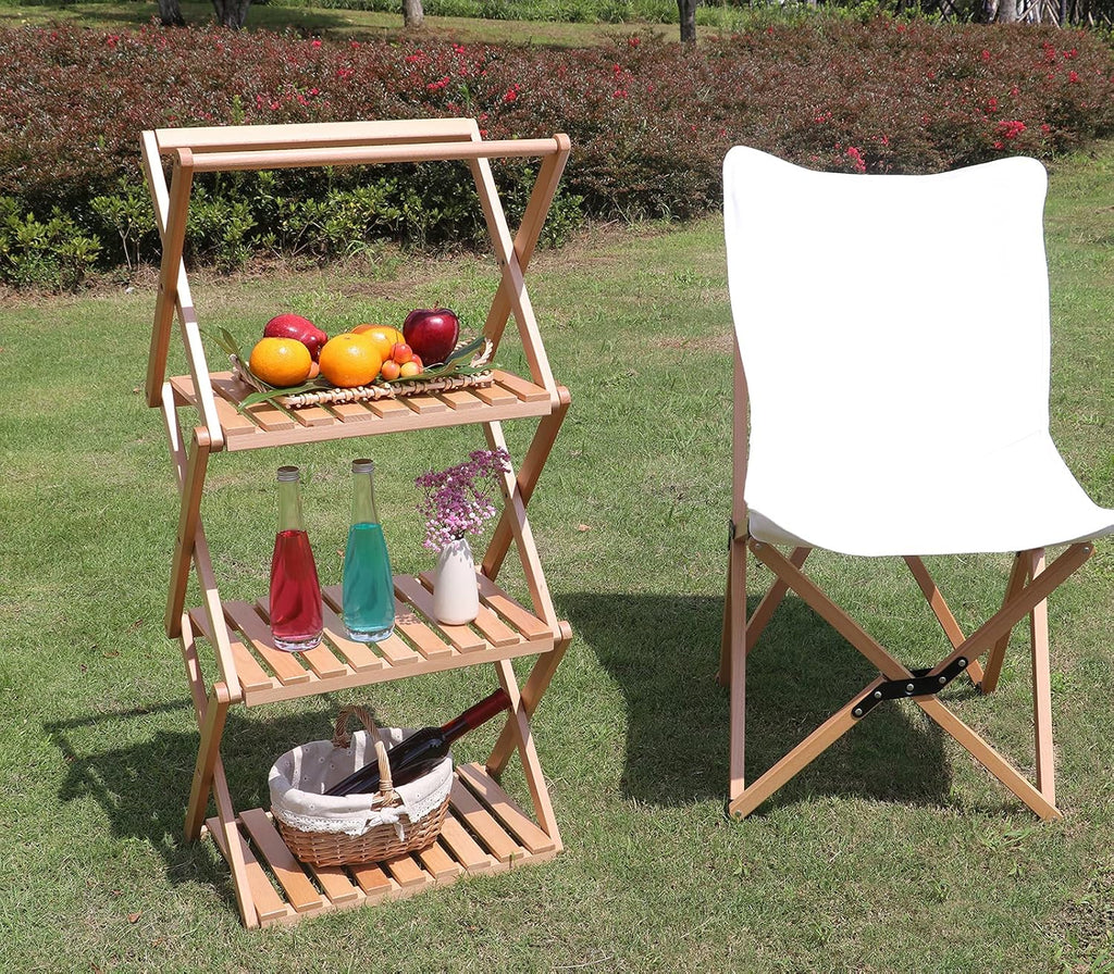 Folding Wood Camping Table Shelf K877