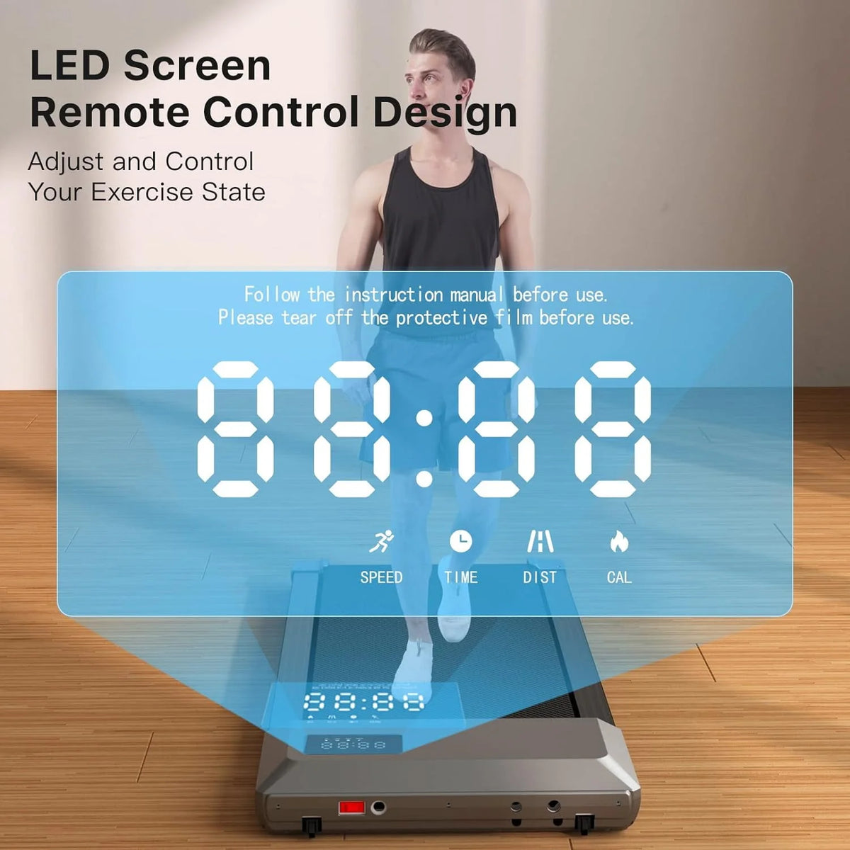 2 in 1 Walking Pad Treadmill with LED Display R96271