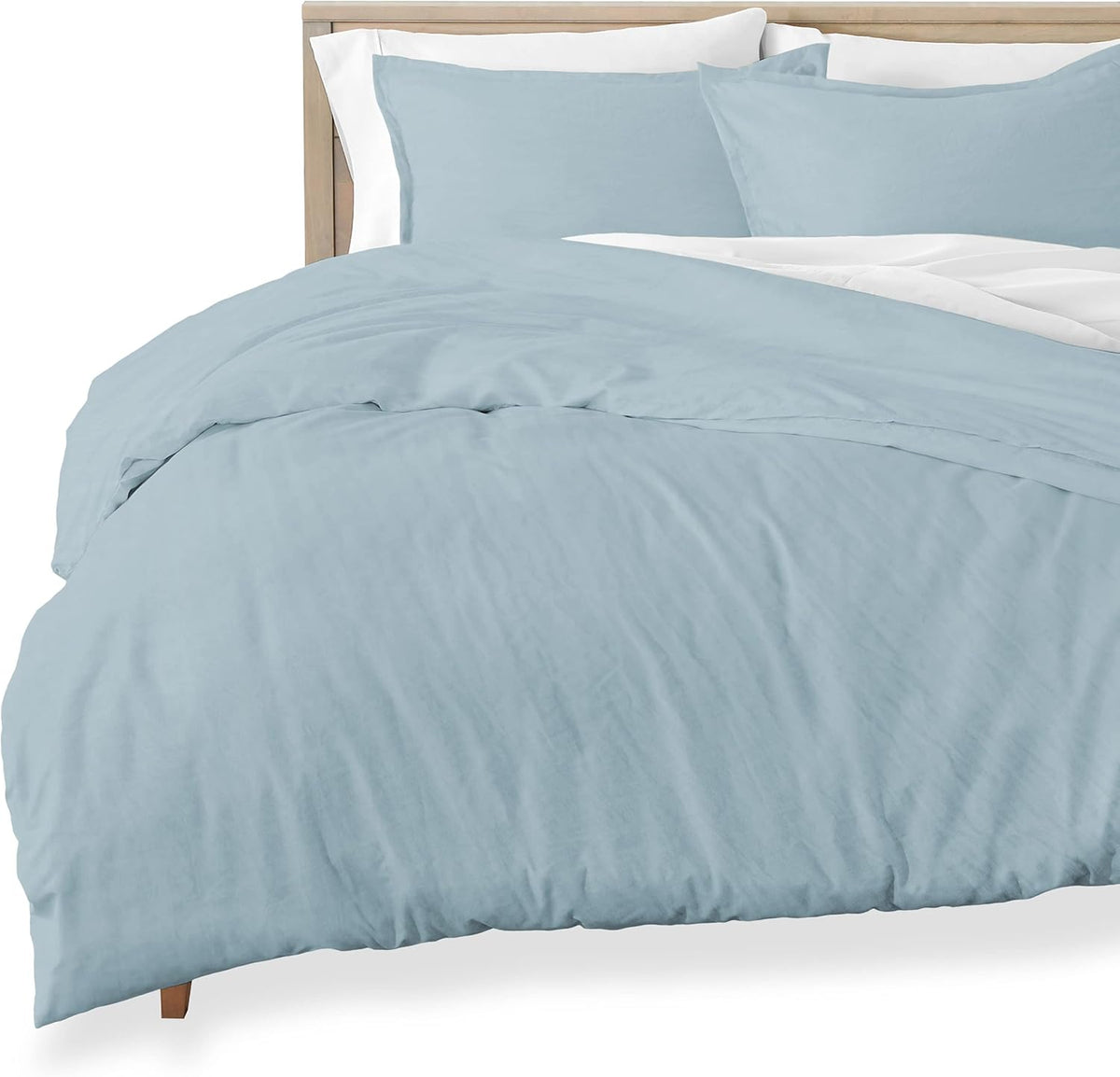 Queen Size Sandwashed White Brushed Microfiber Duvet Cover Pack of 2 L29332