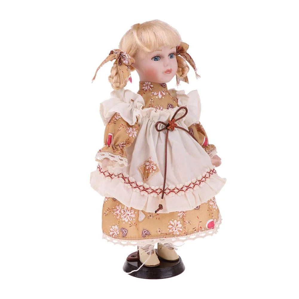 30cm Porcelain Doll Figure with Stand B8049