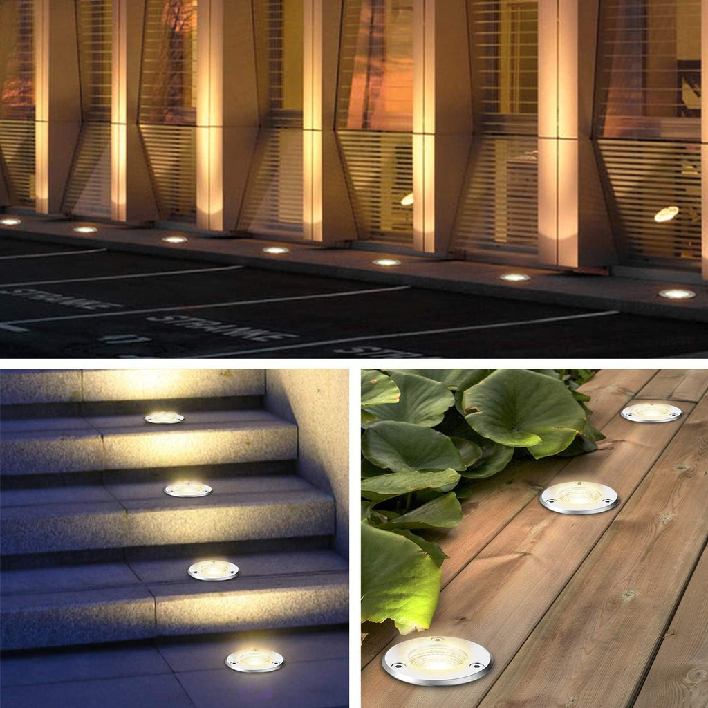 12 Pack 7W Warm White LED Ground Lights with 24 Connectors M431