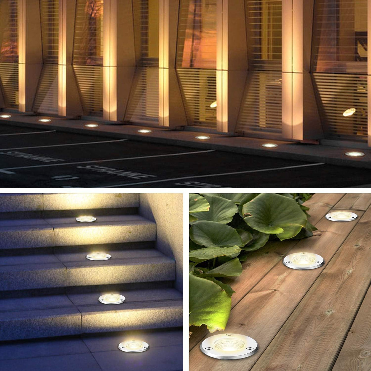 12 Pack 7W Warm White LED Ground Lights with 24 Connectors M431