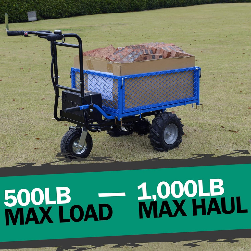 Electric Utility Cart Hand Truck 500W Battery Driven Max 500Lbs Load Y126400