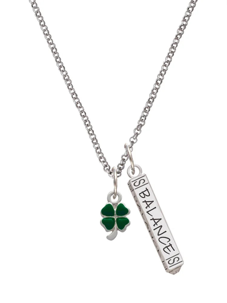 Silvertone Mini Green Four Leaf Clover Charm Necklace, 23" A985847