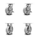 6 inch V Groove Semi Steel Caster Set with Ball Bearings 2 Brakes 2 Rigid G489193