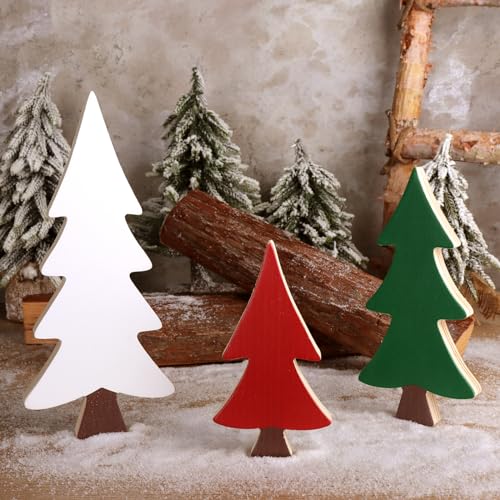 3pcs Wooden Christmas Tree Tabletop Ornaments P298917