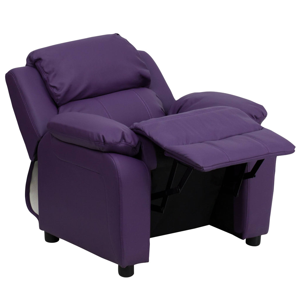 Green Vinyl Kids Recliner with Storage Arms M249732
