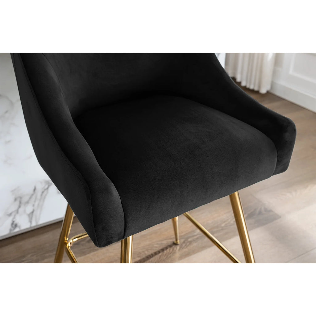 Black Velvet Upholstered Dining Chair Set of 6 T5432