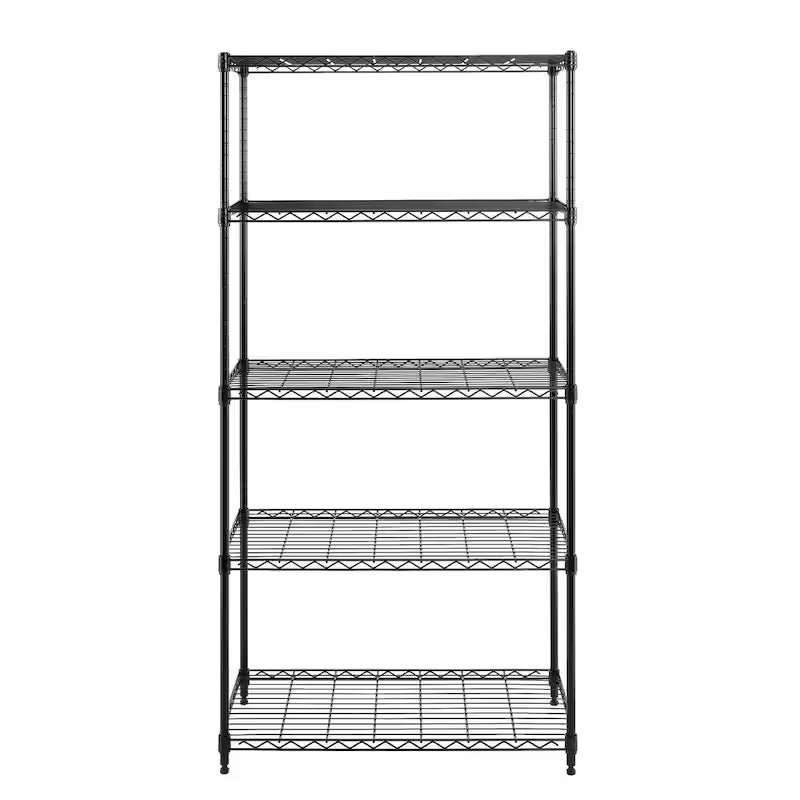 5-Tier Steel Wire Shelving System in Black V362589