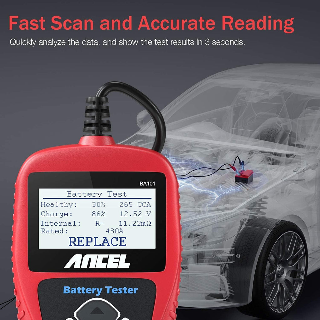 12V 100-2000 CCA Automotive Battery Tester Digital Analyzer F4174