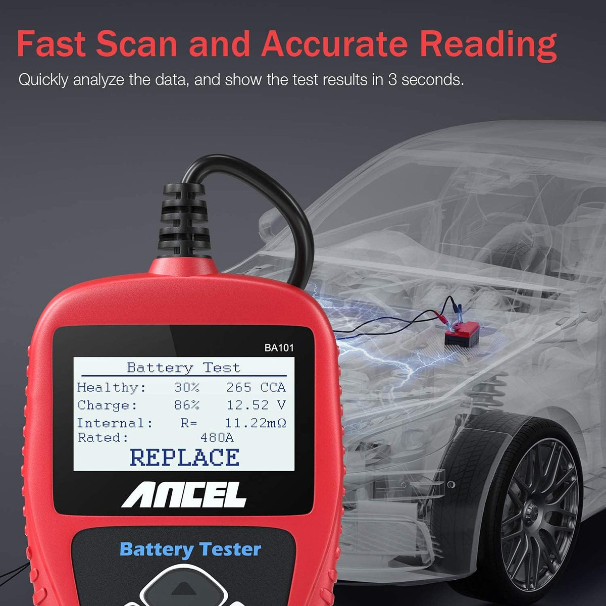 12V 100-2000 CCA Automotive Battery Tester Digital Analyzer F4174