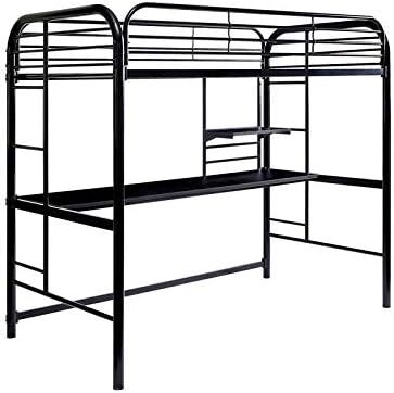 Black Metal Twin Over Workstation Bunk Bed P317433