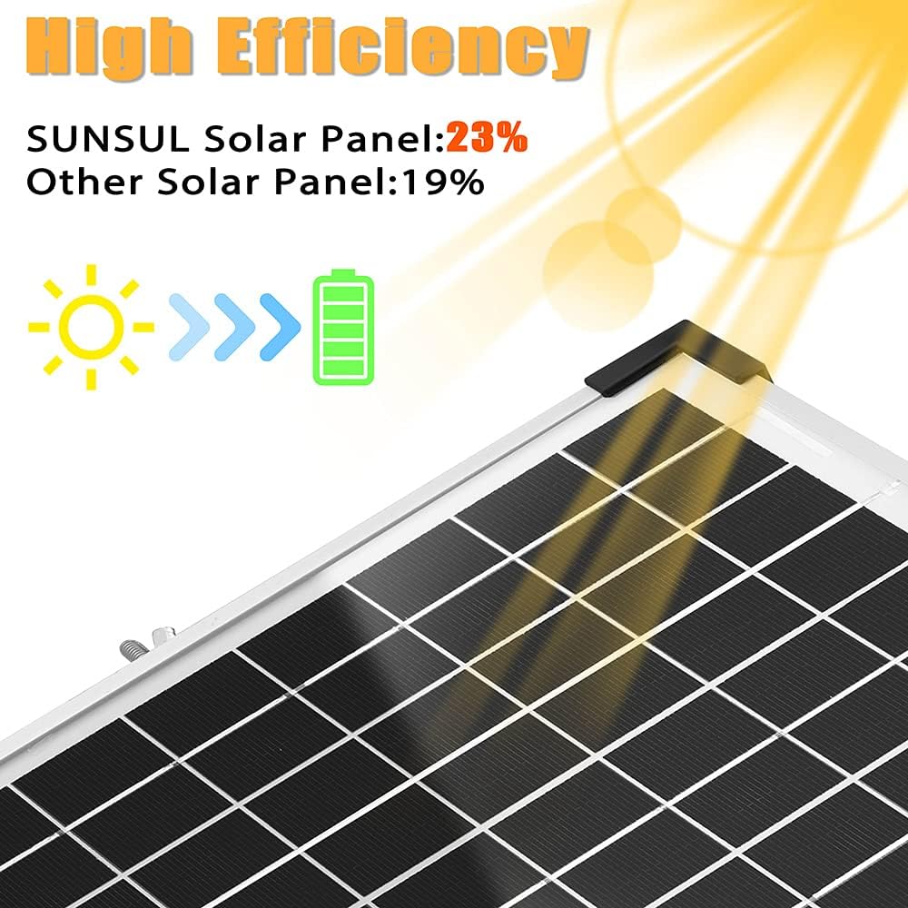 2 Pcs 100 Watt 12 Volt Monocrystalline Solar Panels Kit with 30A 12V/24V PWM Charge Controller H23756