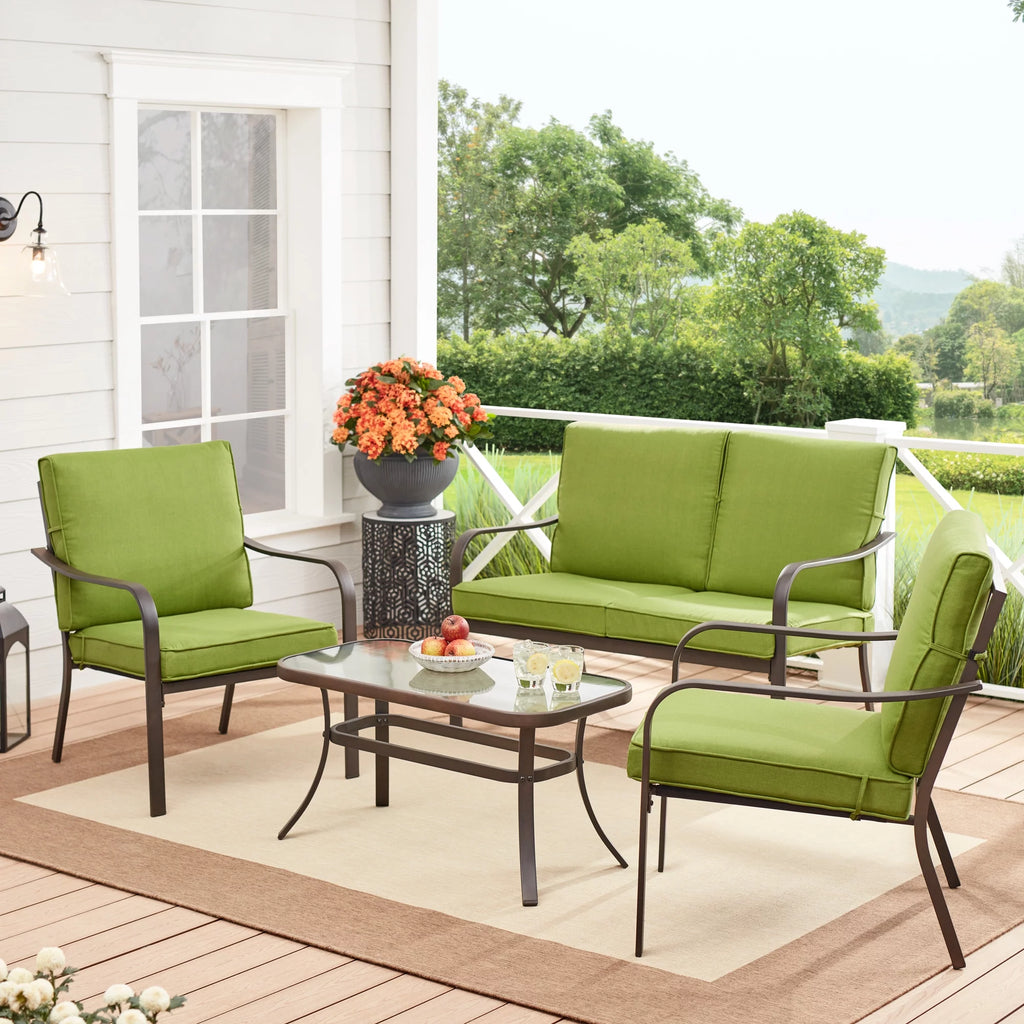 Red 4-Piece Steel Outdoor Patio Conversation Set E667