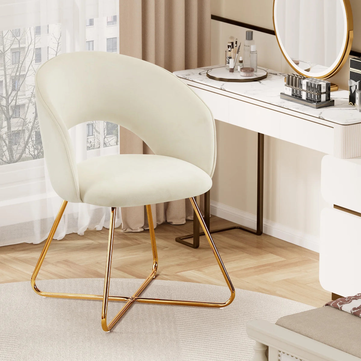 Khaki Velvet Upholstered Accent Chair K2883