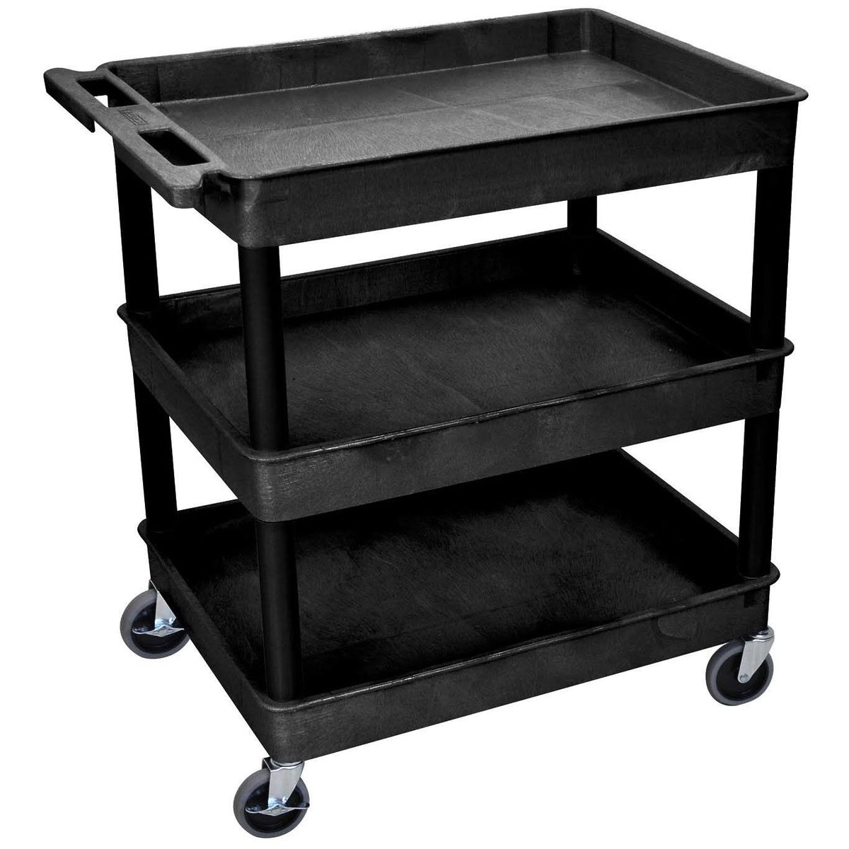 Black Three Shelves Tub Utility Cart P6835
