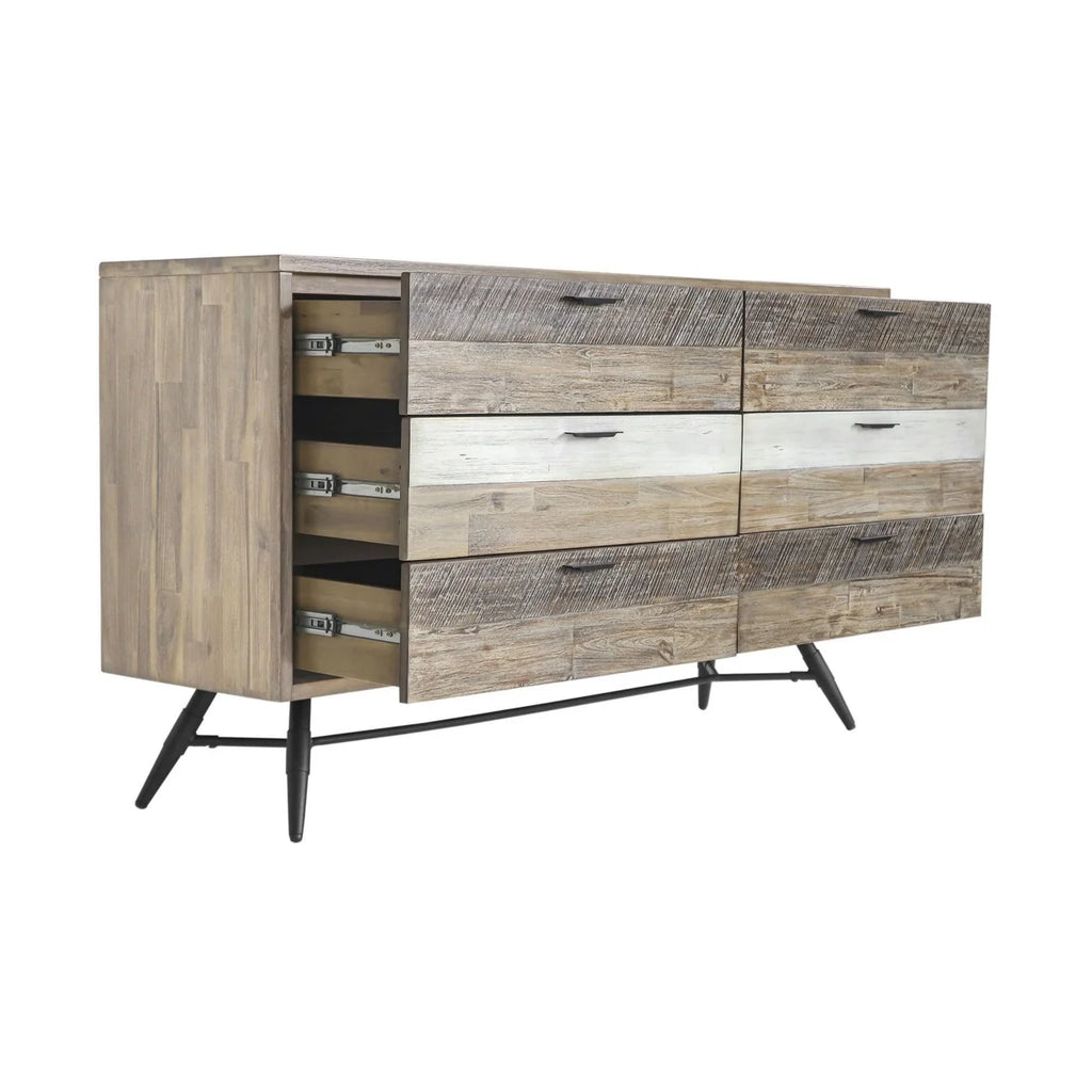 63 Inch Acacia Wood 6 Drawer Dresser O67521