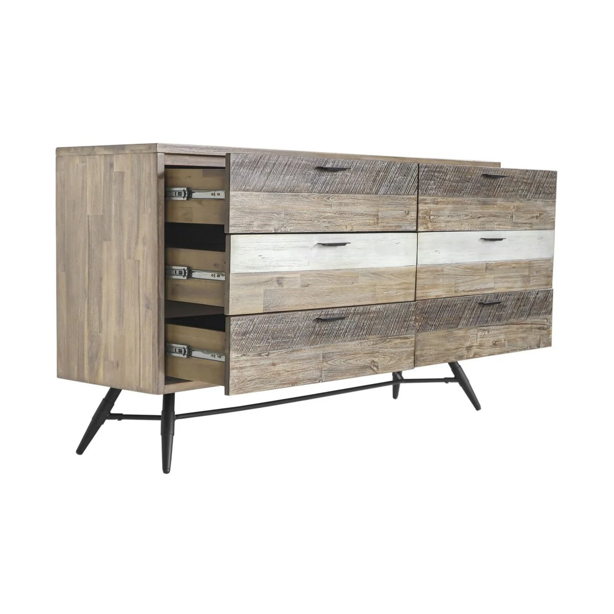 63 Inch Acacia Wood 6 Drawer Dresser O67521