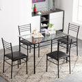 5 Pcs Black Glass Top Dining Set S492850