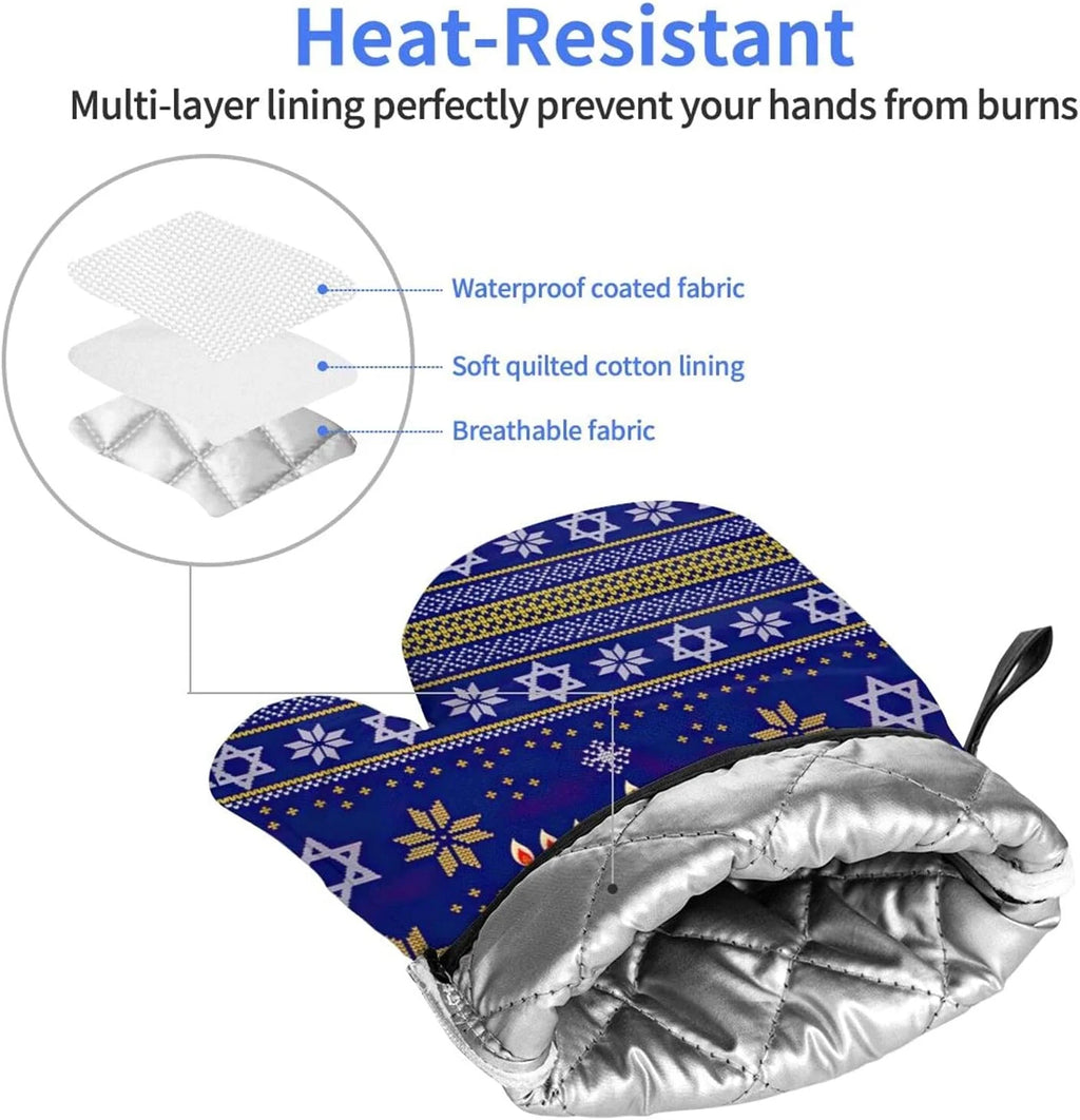 Oven Mitts Set of 2 Heat Resistant Kitchen Mittens Y693