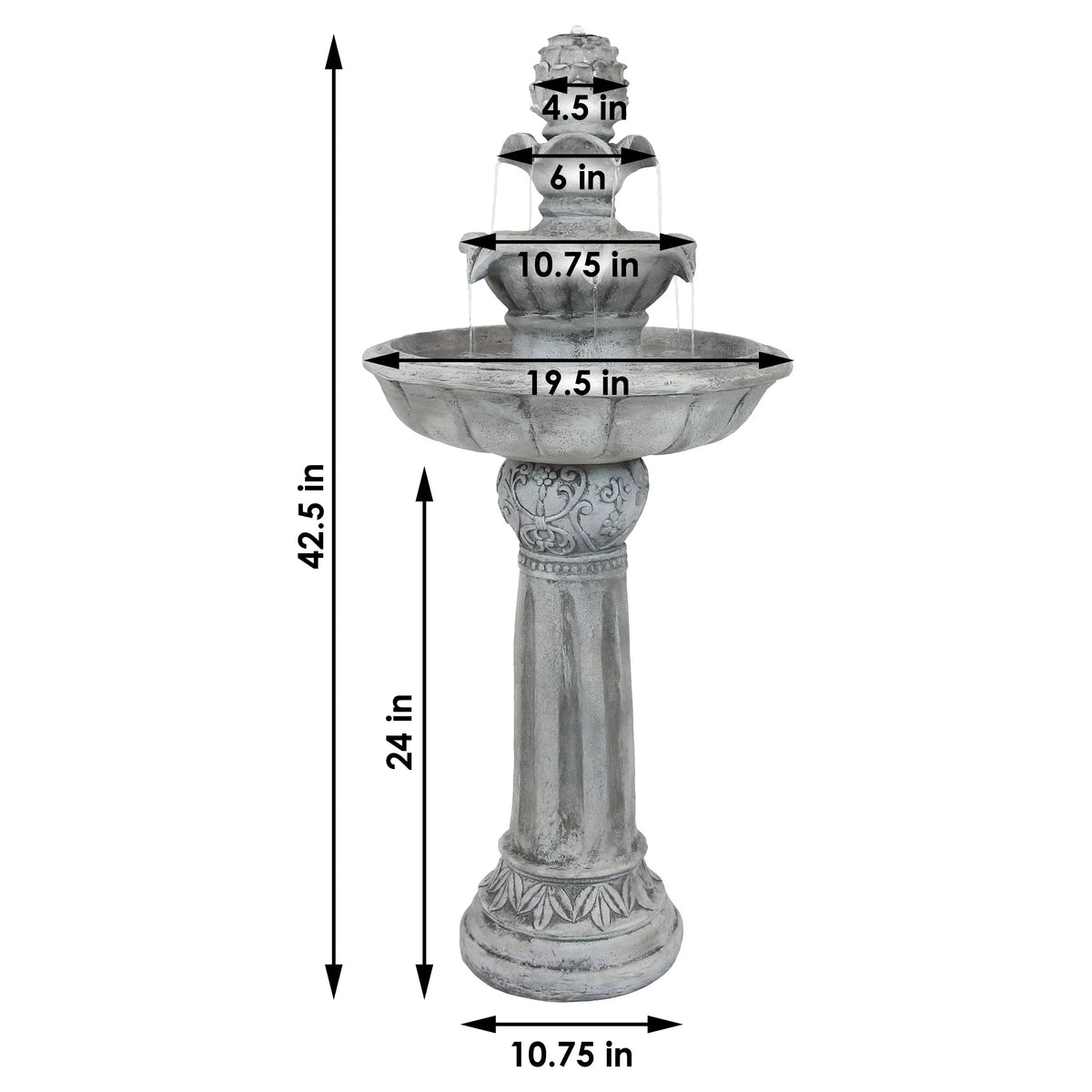 White Solar Water Fountain with Battery Backup S3929