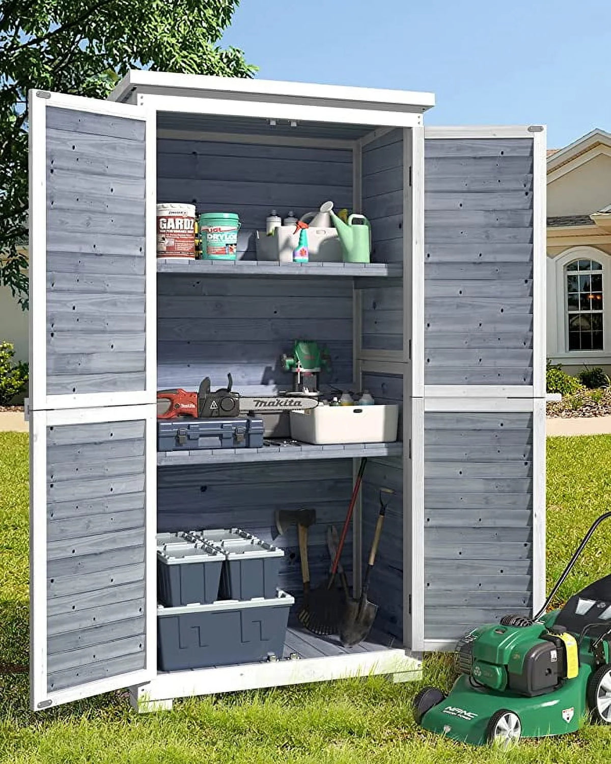 Outdoor Storage Cabinet with Asphalt Roof C443630