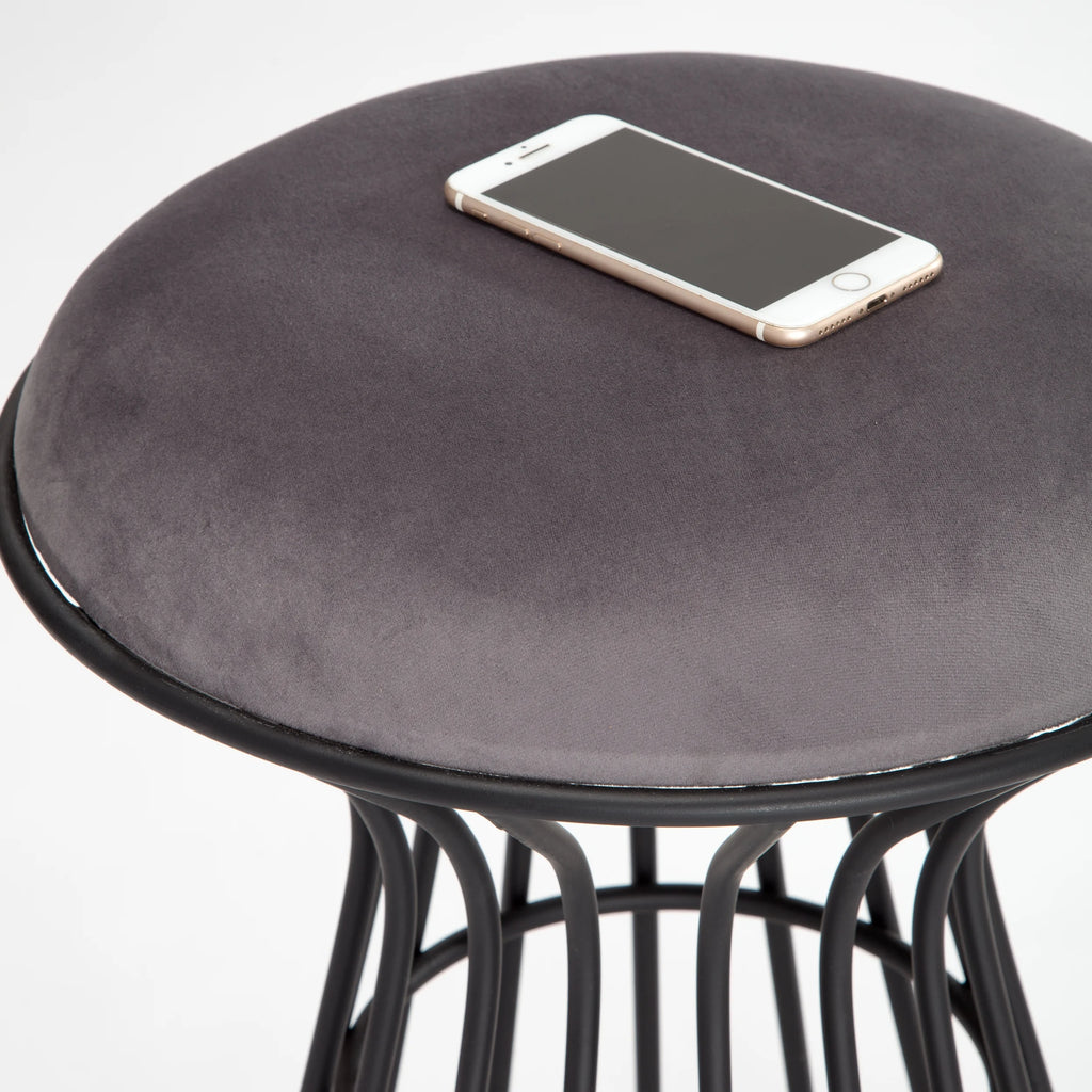 Black and Gray Velvet Vanity Stool E98516
