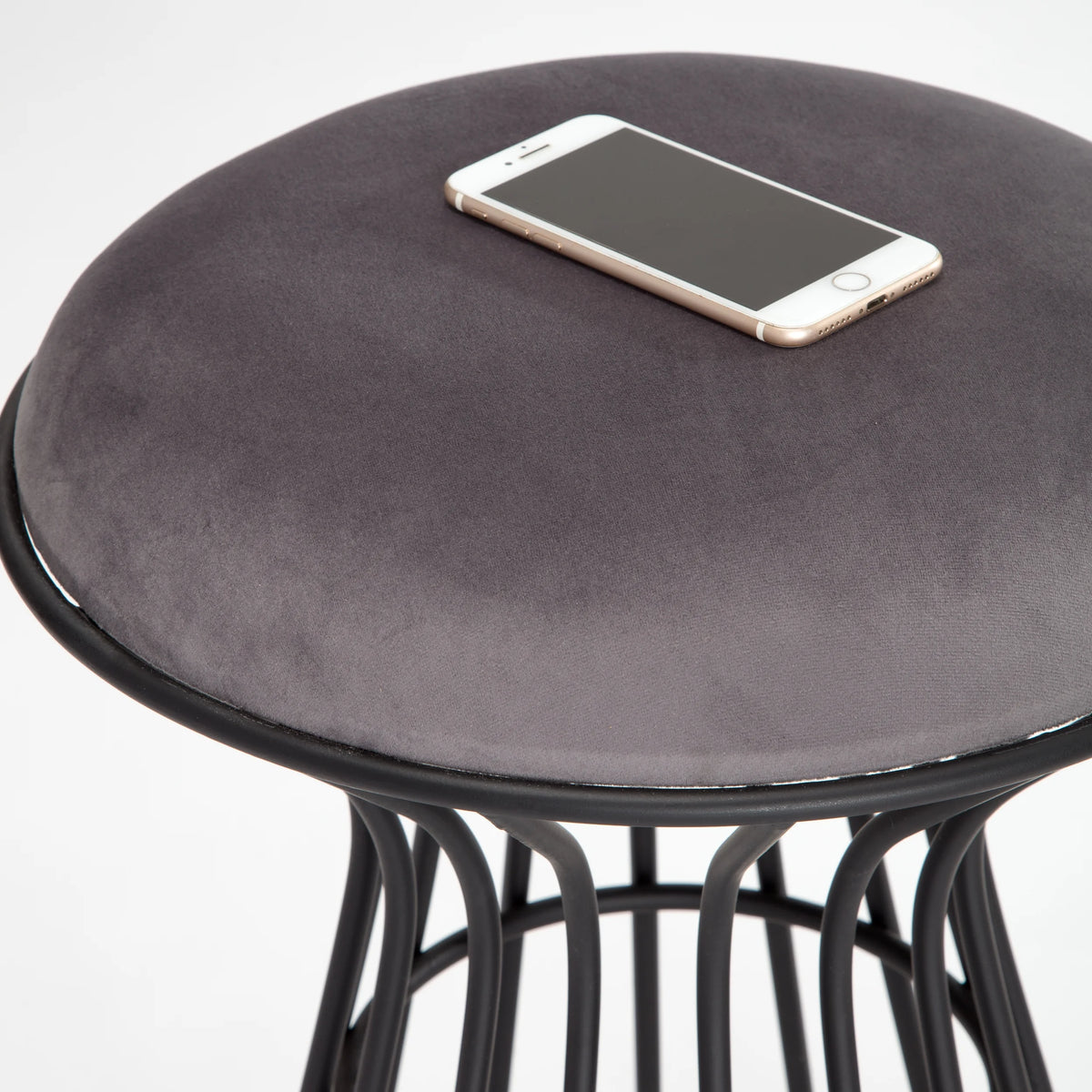 Black and Gray Velvet Vanity Stool E98516