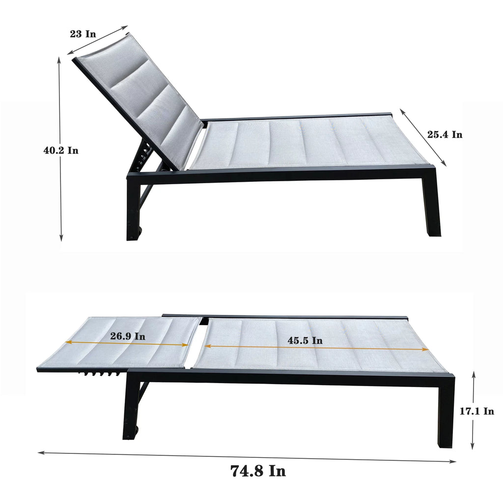 Five-Position Adjustable Aluminum Chaise Lounge Chair S112