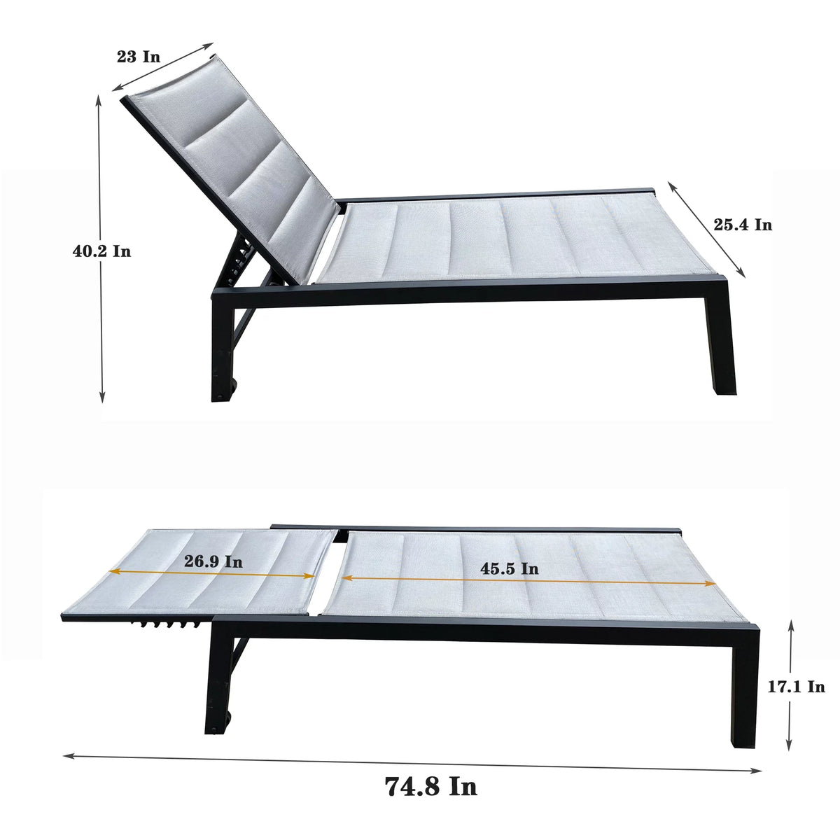 Five-Position Adjustable Aluminum Chaise Lounge Chair S112