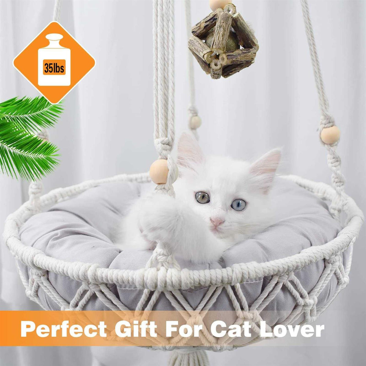 Handwoven Macrame Cat Swing with Hanging Kit B822