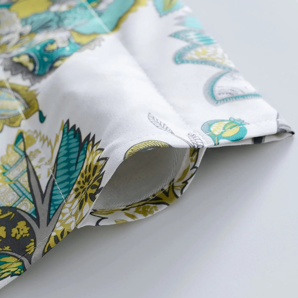 Floral Leaves 18 Inch Length Room Darkening Valance 52x18 White Seafoam Gray 2 Pack P509