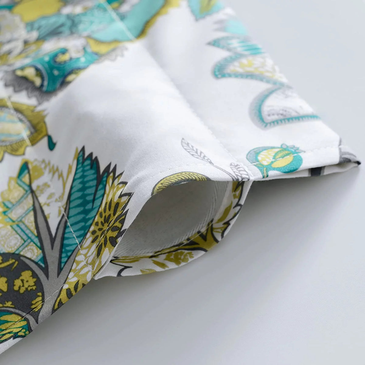 Floral Leaves 18 Inch Length Room Darkening Valance 52x18 White Seafoam Gray 2 Pack P509