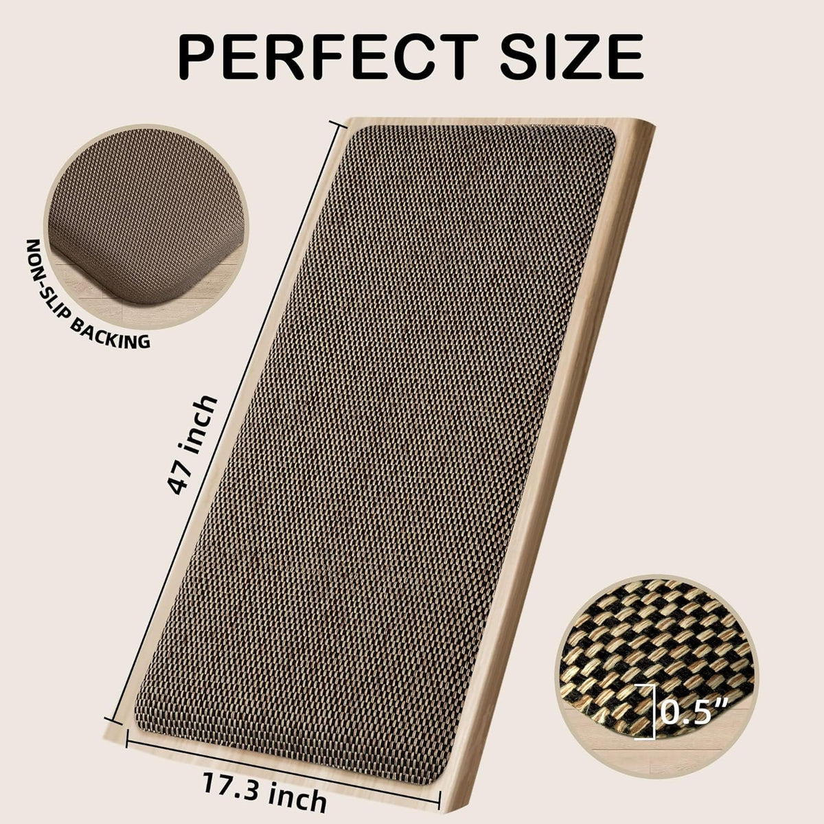 Black 17.3"x47" Anti-Fatigue Non Slip Kitchen Mat H638