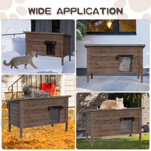 Outdoor Cat House Fully Insulated Wooden Weatherproof 34.4" L x 21.7" W x 27.2" H N859041