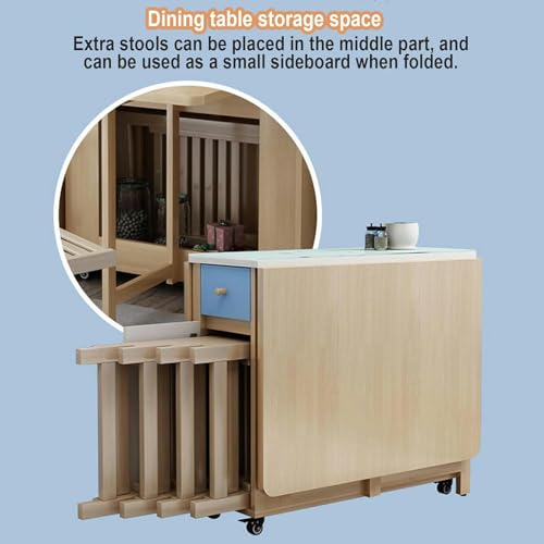 Brown Folding Dining Table with 4 Chairs and Storage Space N19154