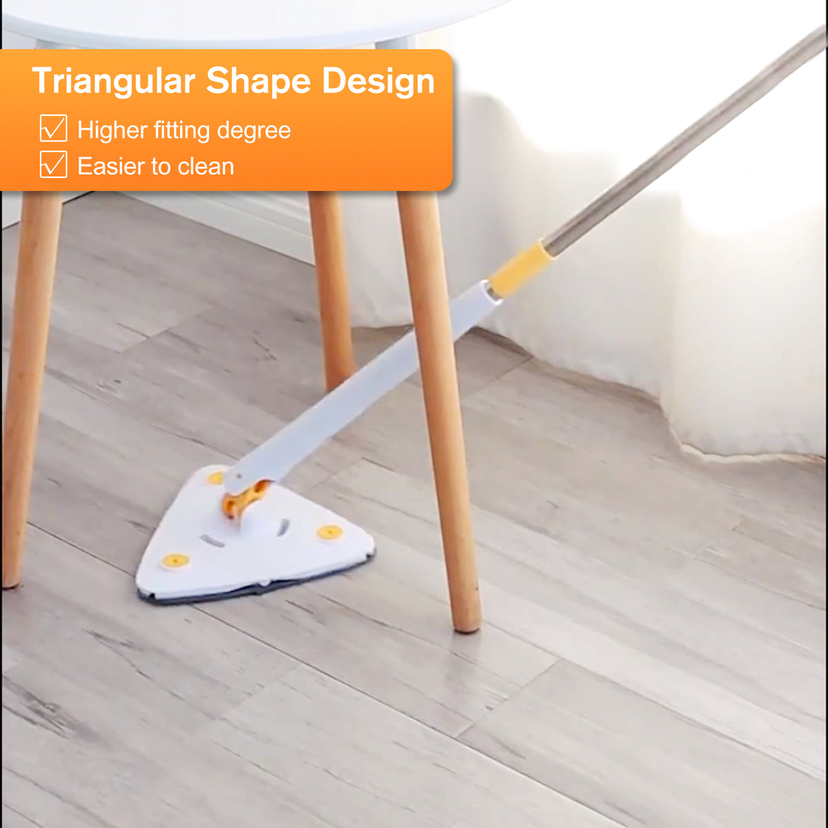 360° Adjustable Rotatable Triangle Cleaning Mop with Push-Pull Squeezing, Dry & Wet Mop G3109