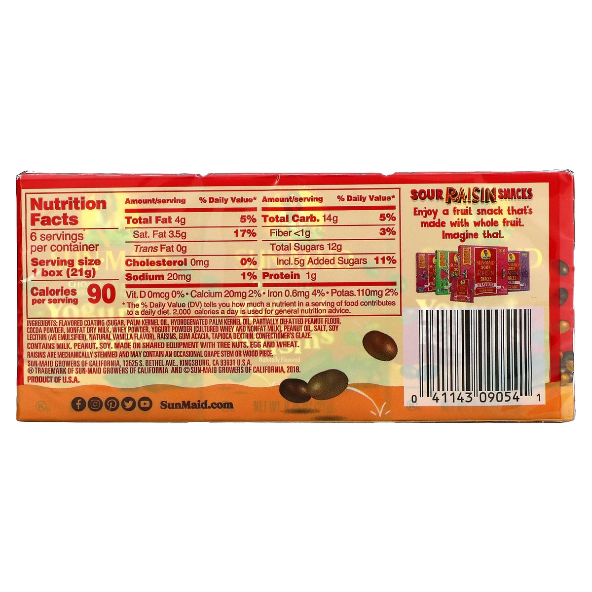 Yogurt Covered Raisins Chocolate & Peanut Butter 6 Boxes O699