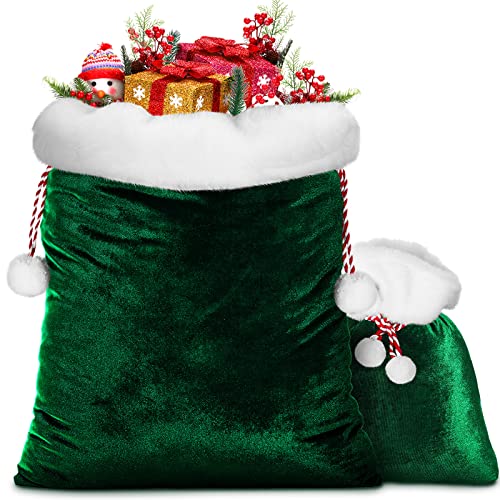 2 Pieces Velvet Drawstring Santa Bags Q583650