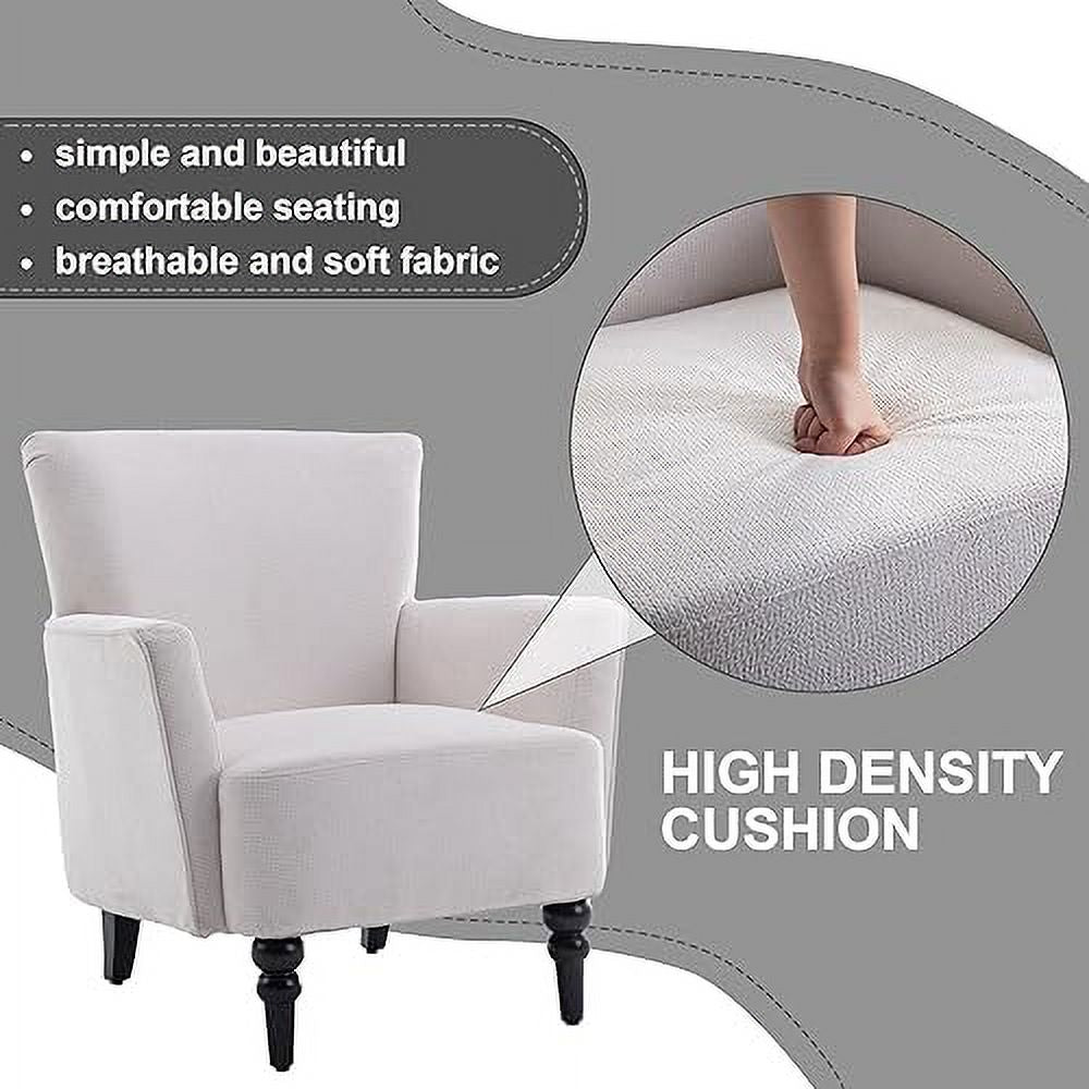 Upholstered Polyester Tufted Wingback Arm Chair with Wooden Legs Z32992